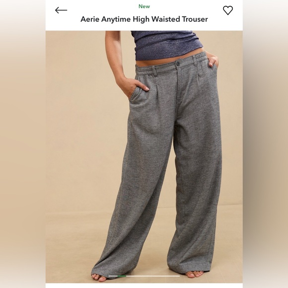 Aerie Pool-To-Party Linen Blend High Waisted Wide Legged Trouser - Picture 5 of 5